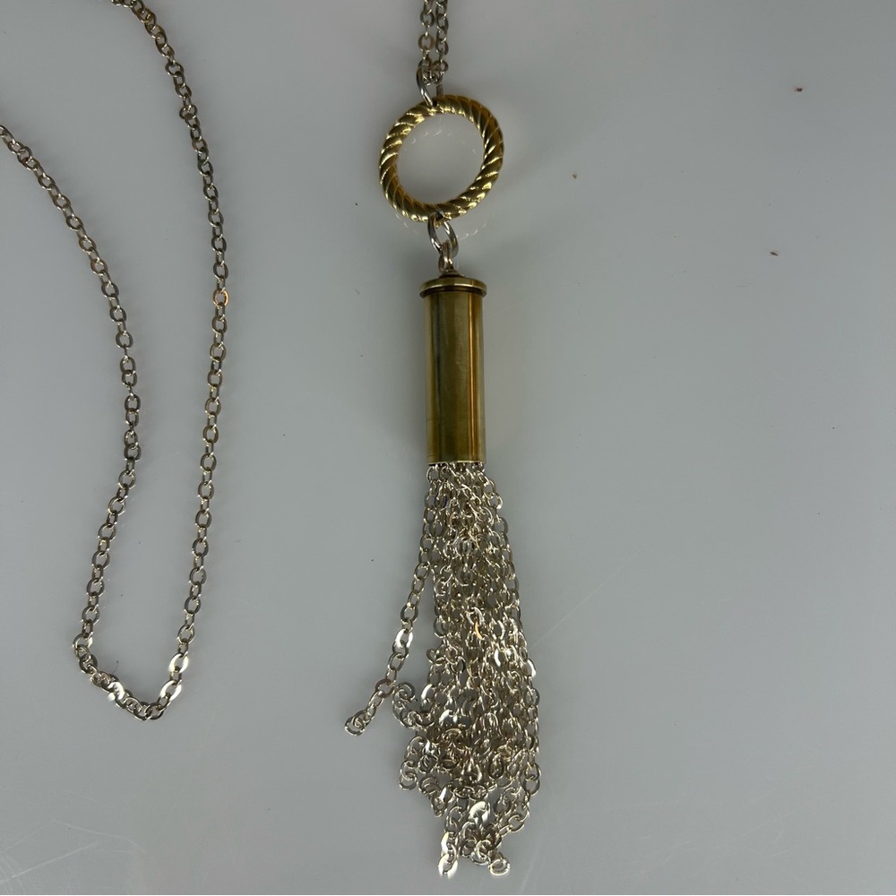 Elegant Silver and Gold Tassel Necklace